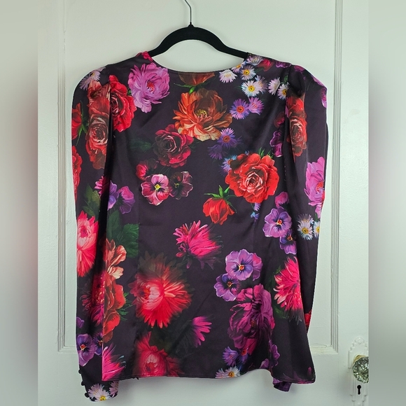 Express Purple Floral Blouse XL - Picture 2 of 10